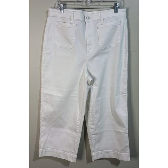 Talbots Flawless White High Waist Wide Leg Crop Jeans Size 14 - Picture 1 of 9
